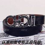 AAA Copy Cheap Ferragamo Belt - Black Engraved Double Gancini Buckle